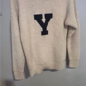 YALE Cream Sweater with Black Lettering